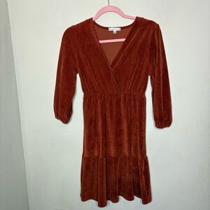 Moa Moa Rust Orange Corduroy V-Neck Dress Size XS